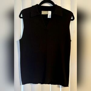 Liz Claiborne Black Sleeveless Sweater V-Neck Design